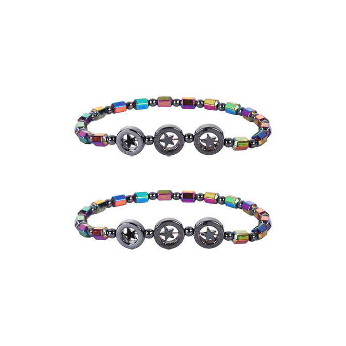 Wholesale rice beads colorful straight tube magnet anklet electroplating AB color pearl anklet JDC-AS-JIai006