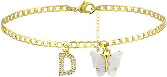 Wholesale Anklet Letter Butterfly 14K Gold Plated MOQ≥2 JDC-AS-JinM008