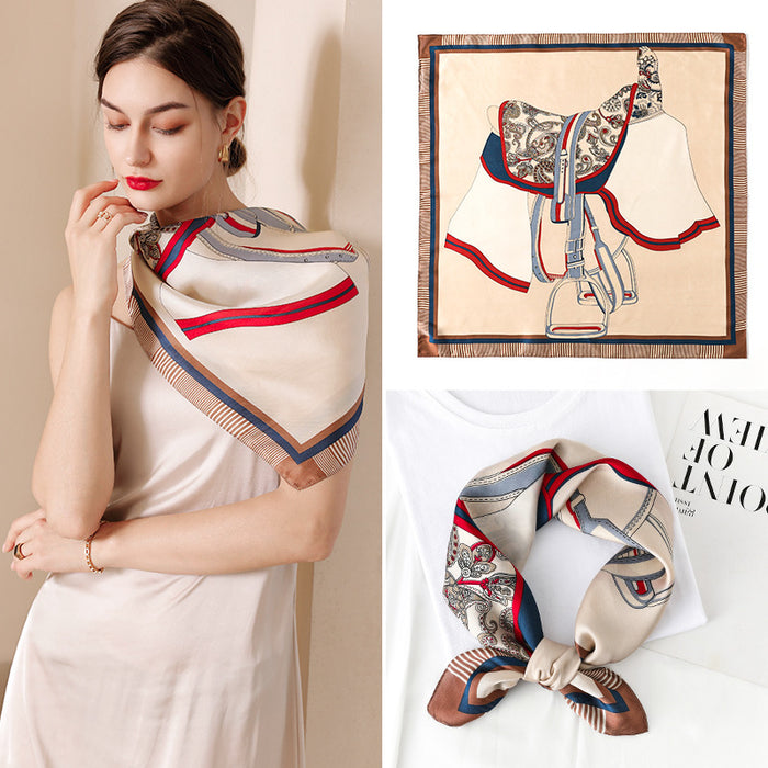 Jewelry WholesaleWholesale Sweet Plaid Saddle Print Small Square Scarf MOQ≥2 JDC-SS-SYue005 Silk Scarf 丝悦 %variant_option1% %variant_option2% %variant_option3%  Factory Price JoyasDeChina Joyas De China