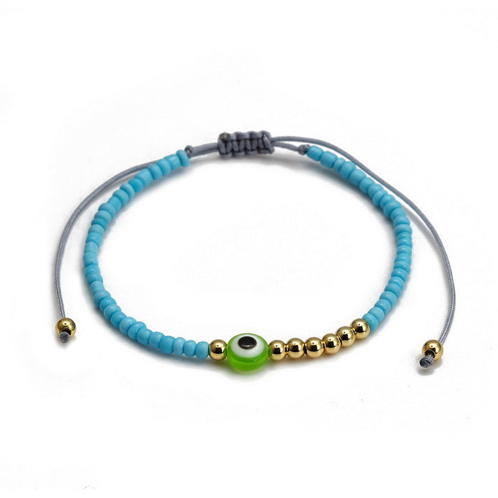 Wholesale Blue Eyes Copper Bead Braided Adjustable Bracelet JDC-BT-YingH013