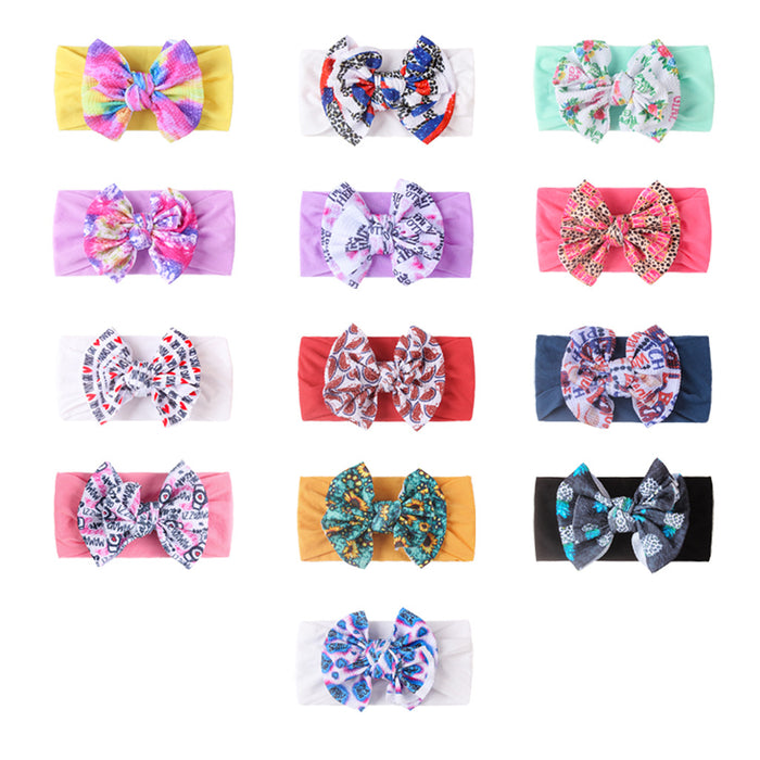 Wholesale baby nylon printed double bow Bandana sweatband JDC-HD-ML031