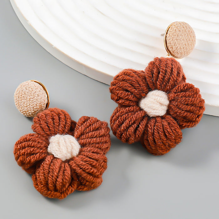 Wholesale Earrings Cotton Woven Flowers JDC-ES-JL1056