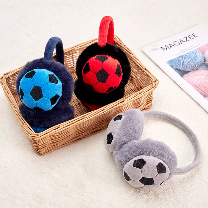 Wholesale Earmuff Plush Warm Cartoon Football Kids Retractable JDC-EF-JiaH007