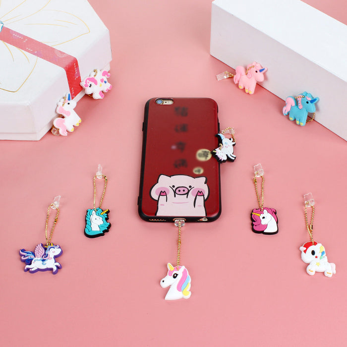 Wholesale Mobile Phone Dust Plug PVC Cute Unicorn Pendant MOQ≥3 JDC-PC-ZhongJ005