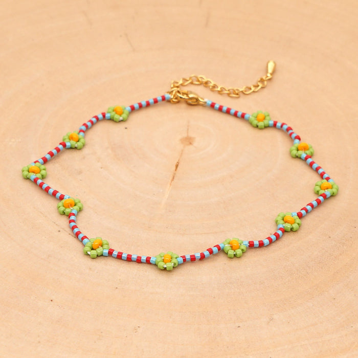 Jewelry WholesaleWholesale flower daisy string beads rice beads woven anklet JDC-AS-GBH001 Anklet 怪我咯 %variant_option1% %variant_option2% %variant_option3%  Factory Price JoyasDeChina Joyas De China