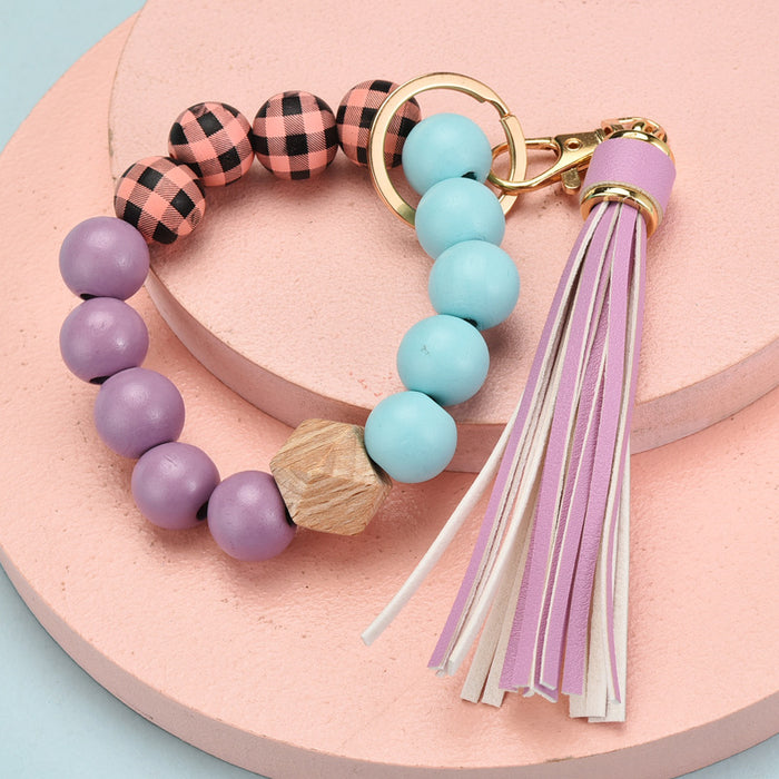 Wholesale Tassel Wood Beads Fashion Beads Bracelet Keychain JDC-KC-YPin012