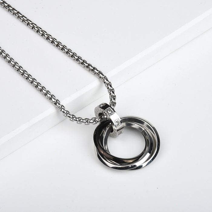 Jewelry WholesaleWholesale silver three-ring titanium steel necklace JDC-NE-ShengF011 Necklaces 胜丰 %variant_option1% %variant_option2% %variant_option3%  Factory Price JoyasDeChina Joyas De China