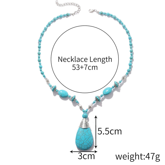 Jewelry WholesaleWholesale Turquoise Pendant Beaded Boho Ethnic Necklace Earrings Bracelet Set JDC-NE-GSJY010  嘉溢 %variant_option1% %variant_option2% %variant_option3%  Factory Price JoyasDeChina Joyas De China