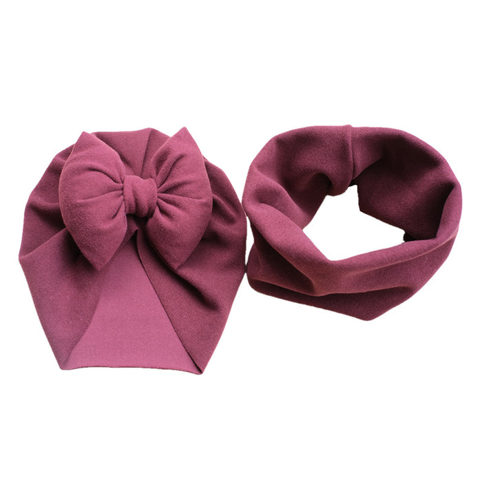 Wholesale Hat Polyester Children Bow Hair Hat Scarf 2 Piece Set JDC-FH-Fanke003