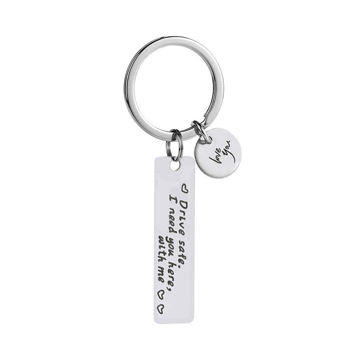 Jewelry WholesaleWholesale safe driving stainless steel keychain MOQ≥2 JDC-KC-ShangQ008 Keychains 上泉 %variant_option1% %variant_option2% %variant_option3%  Factory Price JoyasDeChina Joyas De China