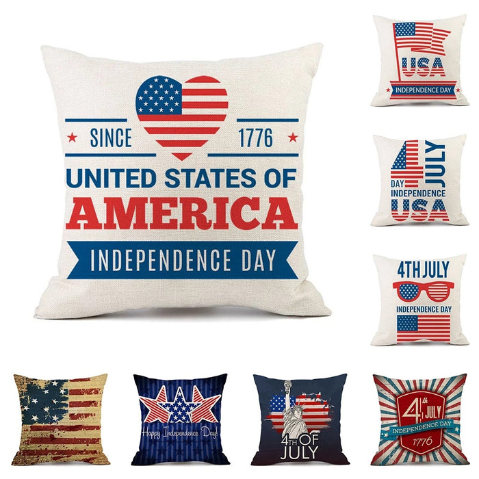 Wholesale 4th of July Independence Day Linen Pillowcase MOQ≥2 JDC-PW-OuH003