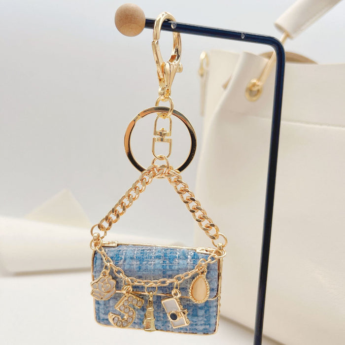 Wholesale Keychains Alloy Fabric Rhinestone Bag Pendant MOQ≥2 JDC-KC-ZhanLun001