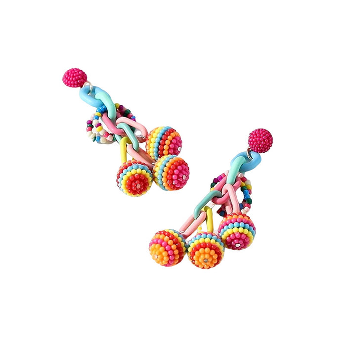 Wholesale Earrings Alloy Acrylic Bohemian Flowers Tassels JDC-ES-GuTe024