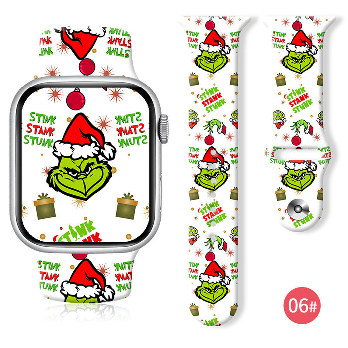 Wholesale Cartoon Christmas Silicone Strap Suitable for Apple Watch Strap JDC-WD-NuoQi004