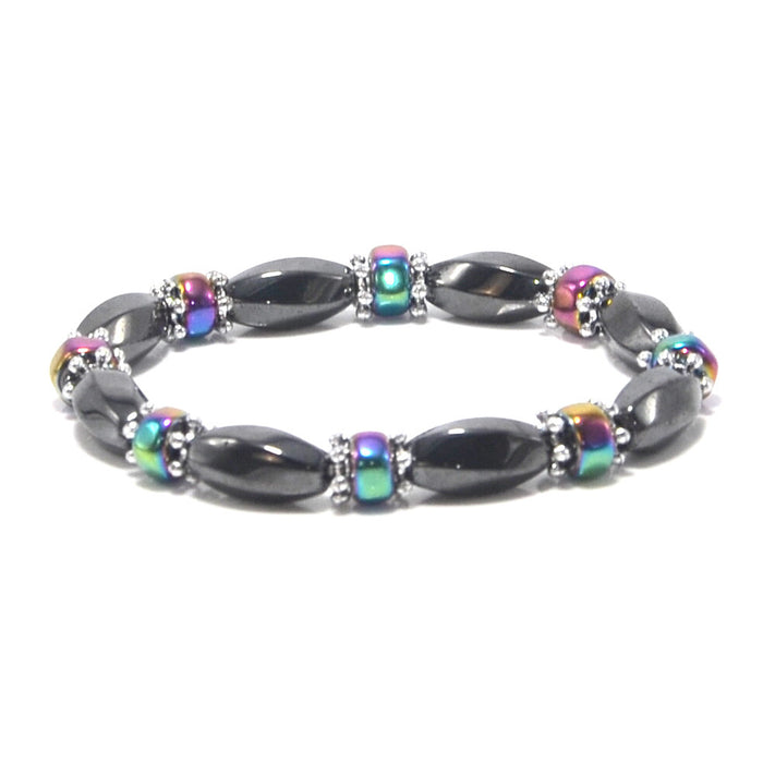 Wholesale Fashion Double Row Colorful Section Black Gallstone Bracelet JDC-BT-LonR001