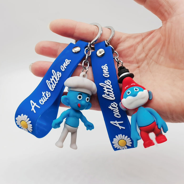 Wholesale Cartoon Smurfs PVC Soft Rubber Keychain JDC-KC-XiangY010