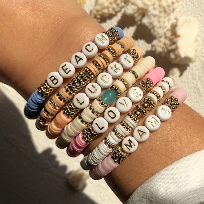 Wholesale Boho Soft Pottery Letter Bracelet Combination Set JDC-BT-YF008