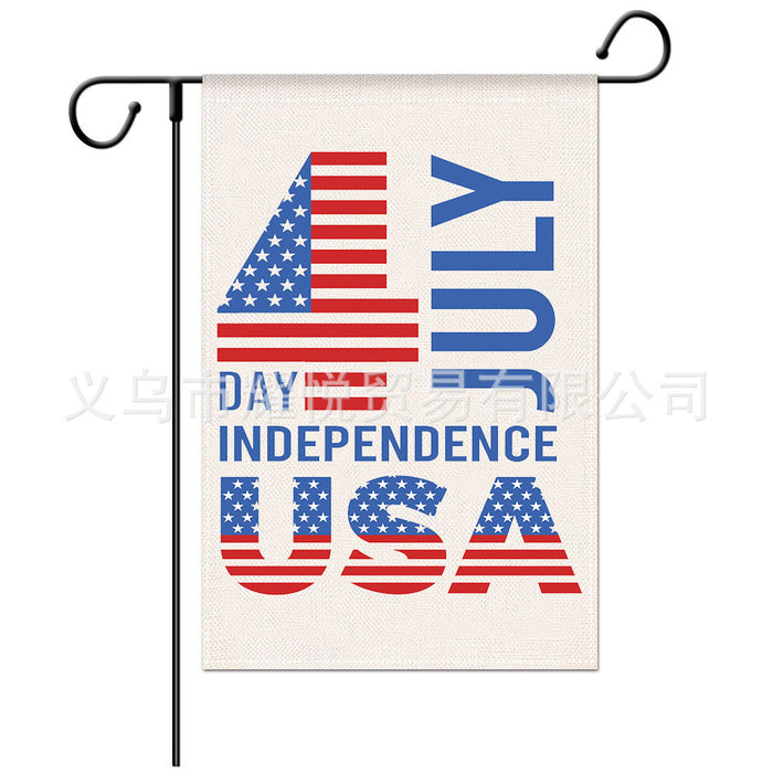 Wholesale 4th of July Independence Day Linen Garden Flag Festival Double Sided Garden Hanging Flag MOQ≥2 JDC-DC-YaoYue001