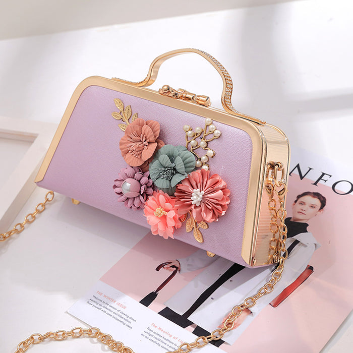 Wholesale PU Shoulder Bag Pearl Flowers JDC-SD-Siber003