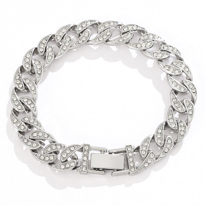 Wholesale Cuban Chain Crystal Bracelet Hip Hop Full of Diamonds MOQ≥5 JDC-BT-ShaoH003