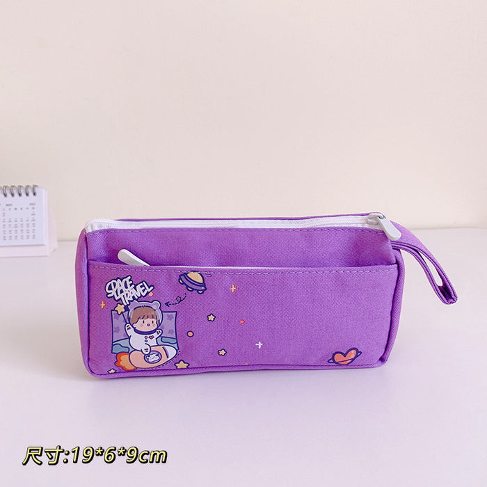 Wholesale Canvas School Bag Shape Pencil Bags MOQ≥2 JDC-PB-Yilan001