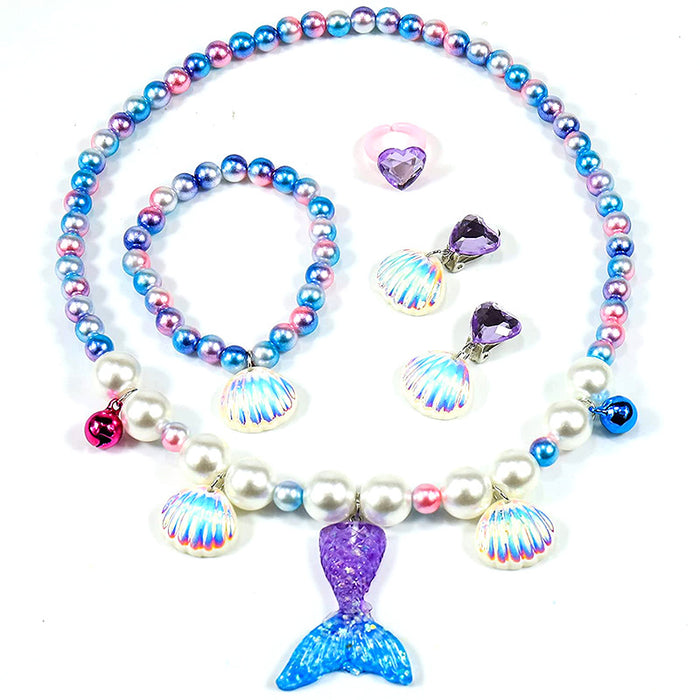 Jewelry WholesaleWholesale Mermaid Resin Kids Headband Necklace Bracelet Ring Ear Clip Set MOQ≥10 JDC-RS-XuanQ001 Rings 炫琪 %variant_option1% %variant_option2% %variant_option3%  Factory Price JoyasDeChina Joyas De China