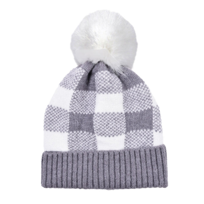 Wholesale Fashion Hat Wool Christmas Plaid Detachable Hair Ball Curling JDC-FH-WenR023