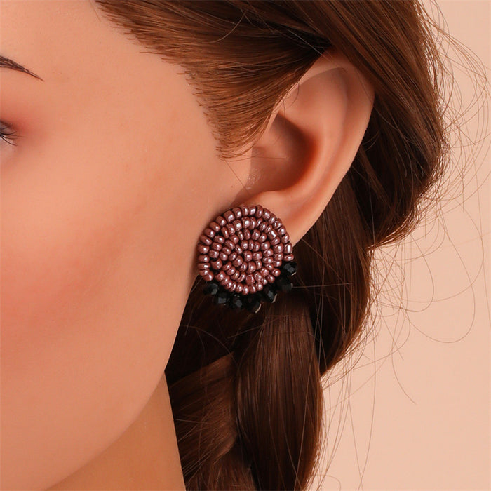 Wholesale Earrings Rice Beads Bohemian Geometric Crystal Stud Earrings JDC-ES-GuTe047