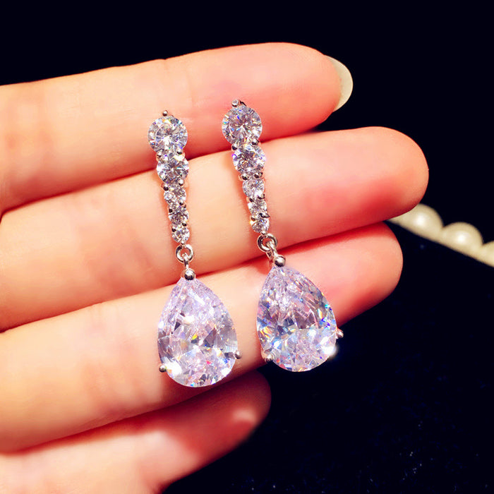 Wholesale white zircon Drop Earrings JDC-ES-ery005