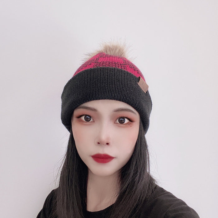 Wholesale Hat Acrylic Fiber Removable Fur Ball Warm Knit Hat MOQ≥2 JDC-FH-QiaoL003