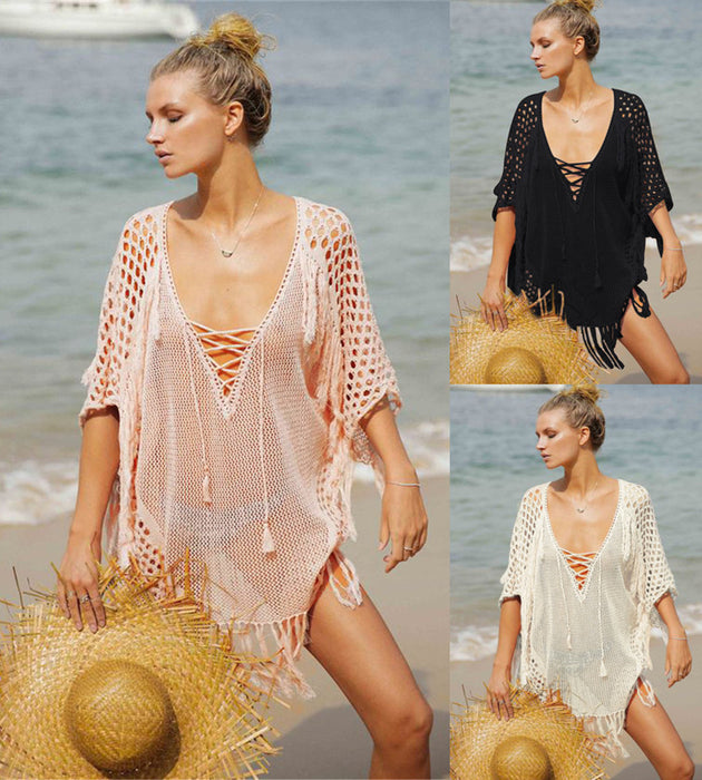 Jewelry WholesaleWholesale Beach Cover Up Polyester Fringe Sunscreen Bikini JDC-SW-SXu002 Swimwear 蝶变衣语 %variant_option1% %variant_option2% %variant_option3%  Factory Price JoyasDeChina Joyas De China