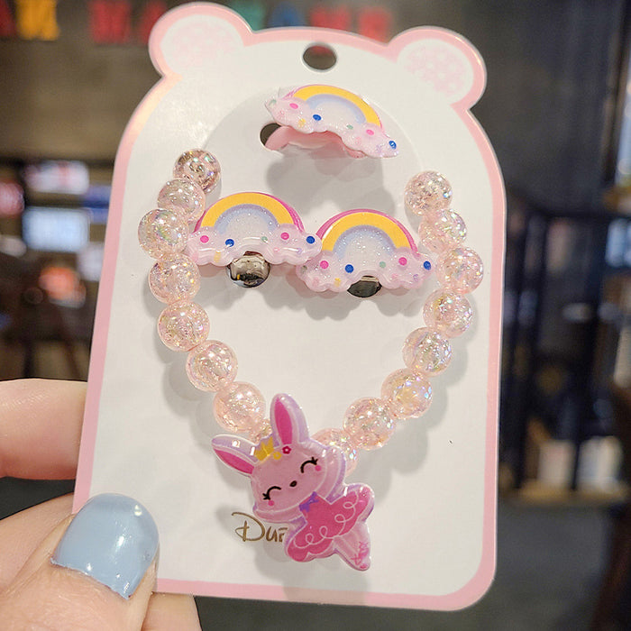 Wholesalee Girls Jewelry Set Children's Bracelet Baby Ear Clip Cartoon Gift MOQ≥5 JDC-ES-Nimei001