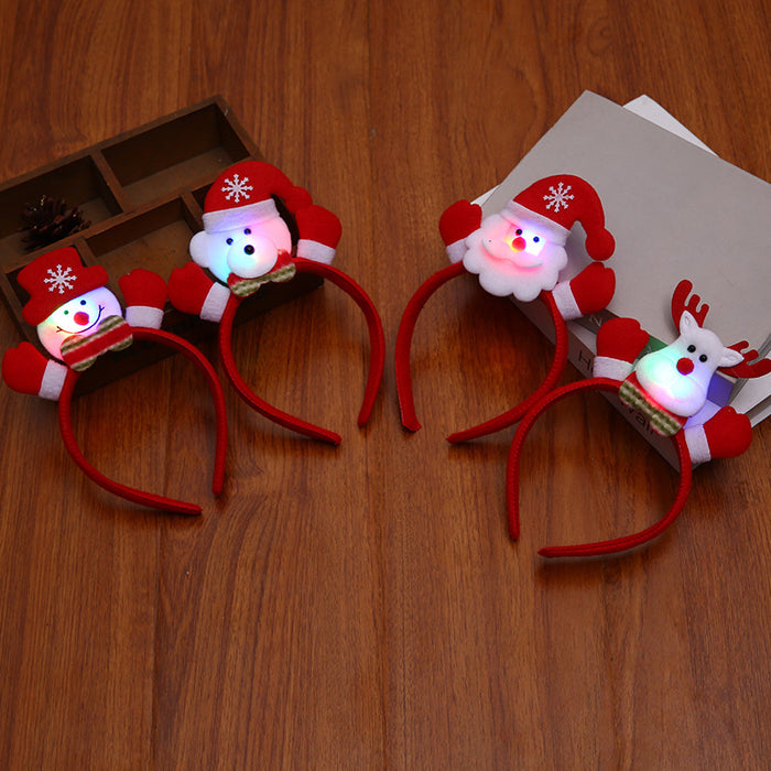 Wholesale Headband Cloth LED Light Christmas Old Man Snowman Antlers MOQ≥2 JDC-HD-XinM001