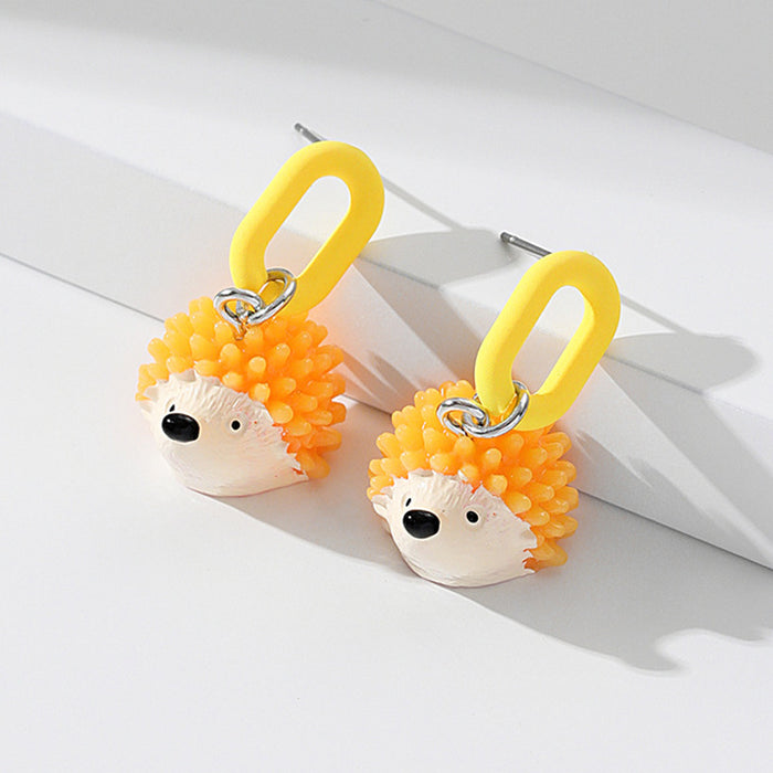 Wholesale Earring Resin Simulation Cute Hedgehog JDC-ES-GuTe008