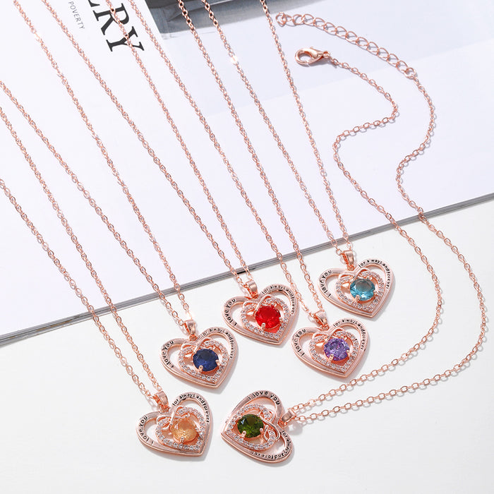 Wholesale Five Limits Love Birthstone Necklace JDC-NE-JiuL002