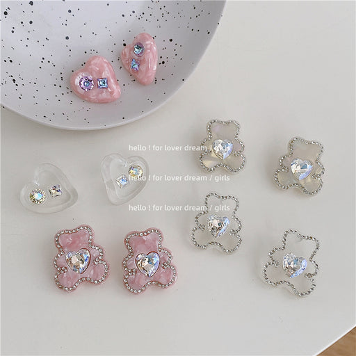 Jewelry WholesaleWholesale Acrylic Acetate Earrings Love Rhinestones MOQ≥2 JDC-ES-Lfm008 Earrings 珞芙梦 %variant_option1% %variant_option2% %variant_option3%  Factory Price JoyasDeChina Joyas De China