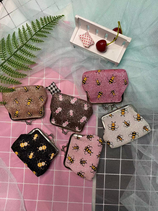 Wholesale Wallet PU Little Bee Children's Iron Buckle Coin Purse MOQ≥3 JDC-WT-Hongqiong004