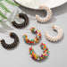 Jewelry WholesaleWholesale bohemian C-shaped rice bead geometry woven resin earrings JDC-ES-Lai009 Earrings 恋艾 %variant_option1% %variant_option2% %variant_option3%  Factory Price JoyasDeChina Joyas De China