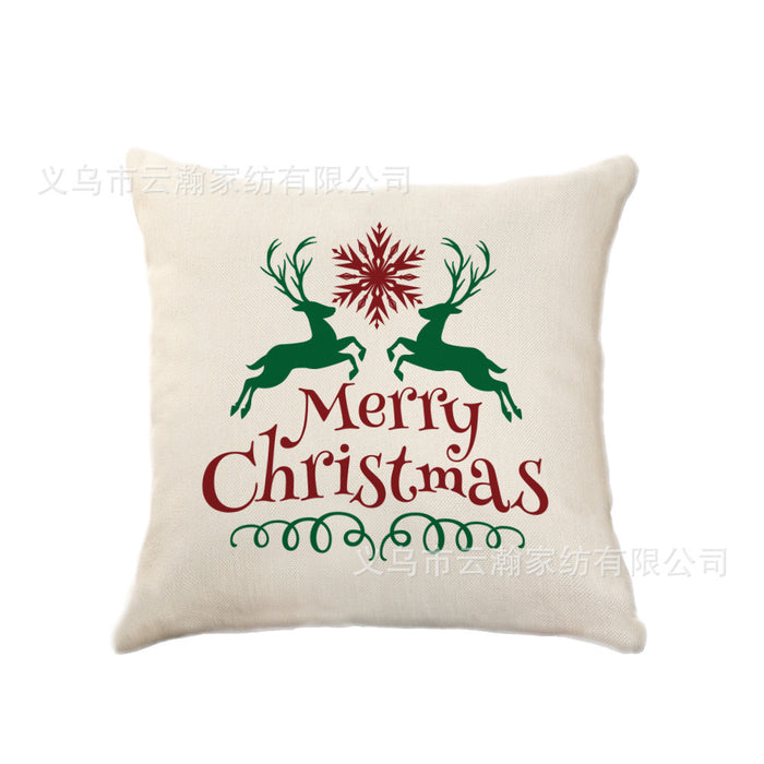 Wholesale Pillowcase Linen Christmas Snowflake Elk Santa Claus MOQ≥2 JDC-PW-Yunhan008