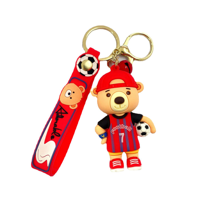 Wholesale Keychains For Backpacks holding ball cartoon bear cute doll car key chain MOQ≥2 JDC-KC-GHui019