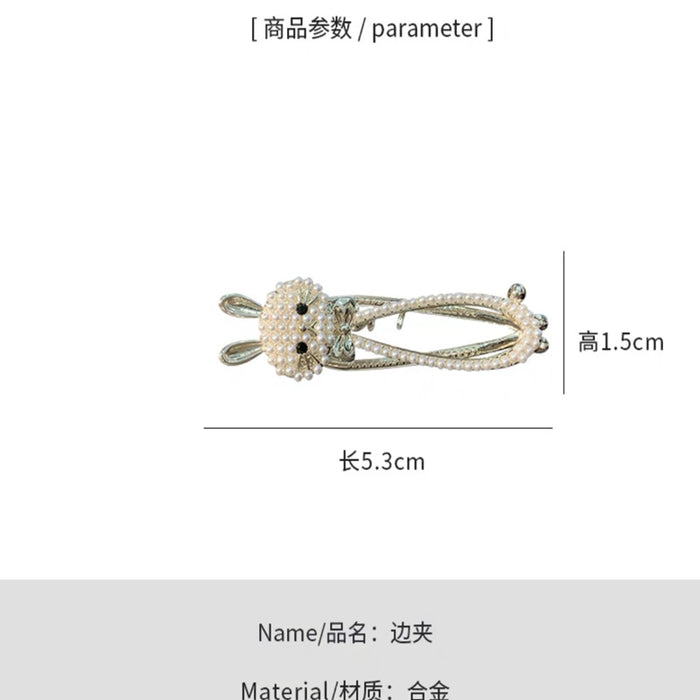 Wholesale Hair Clips Rabbit Metal Pearl JDC-HC-KeZi004