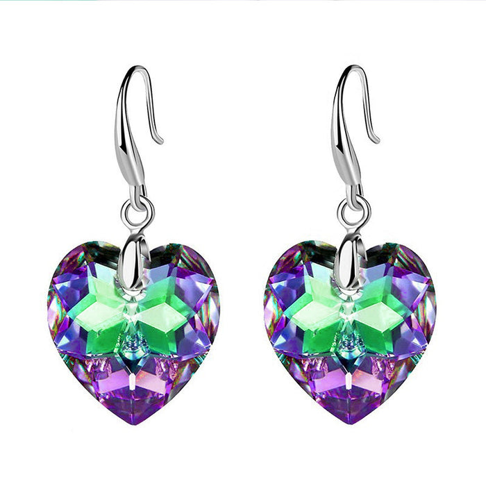 Wholesale Earrings Alloy Artificial Gemstone Ocean Heart Pendant JDC-ES-JYS025