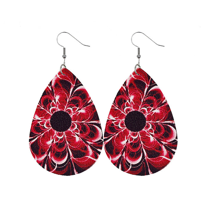 Wholesale Tie Dye Mandala Flower Leather Earrings JDC-ES-dih007