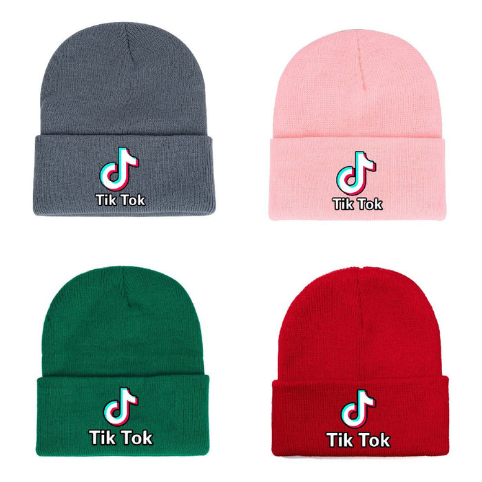 Wholesale Hat Acrylic Warm Solid Color Letter Crimped Knit Hat JDC-FH-WDM009