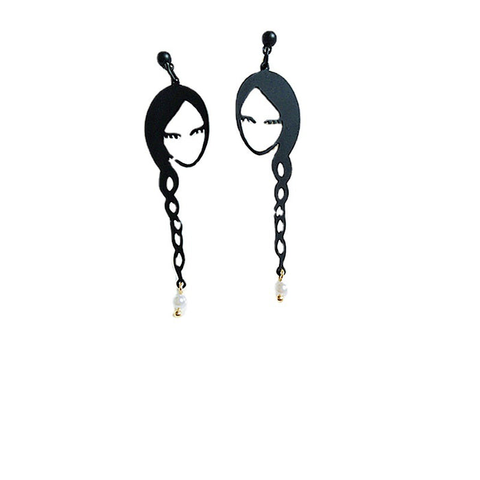 Wholesale Earrings Metal Cartoon Girls Ponytail Stud Earrings JDC-ES-AiMei030