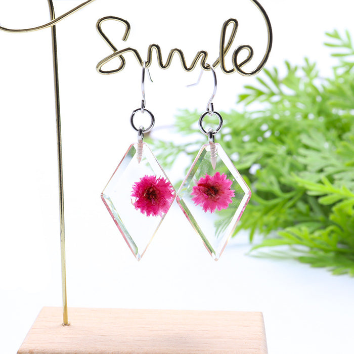 Wholesale dried plant flower pendant earrings small daisy JDC-ES-Songx031