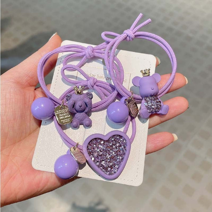 Jewelry WholesaleWholesale periwinkle orchid cartoon bear love head rope JDC-HS-DouY003 Hair Scrunchies 豆毓 %variant_option1% %variant_option2% %variant_option3%  Factory Price JoyasDeChina Joyas De China