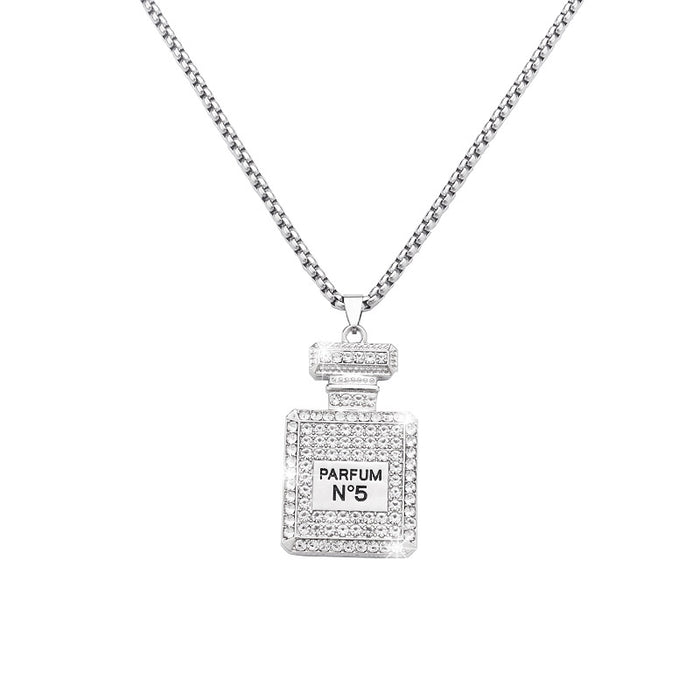 Jewelry WholesaleWholesale Hip Hop Rhinestone Perfume Bottle Stainless Steel Necklace(F)  JDC-NE-MLQ015 Necklaces 米朗奇 %variant_option1% %variant_option2% %variant_option3%  Factory Price JoyasDeChina Joyas De China