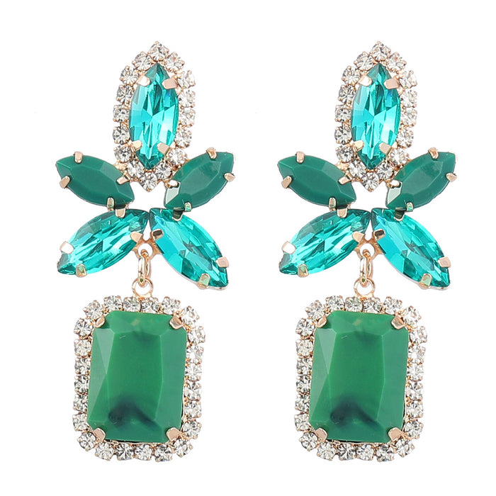 Wholesale Colored Diamond Alloy Diamond Floral Square Earrings JDC-ES-JL1001