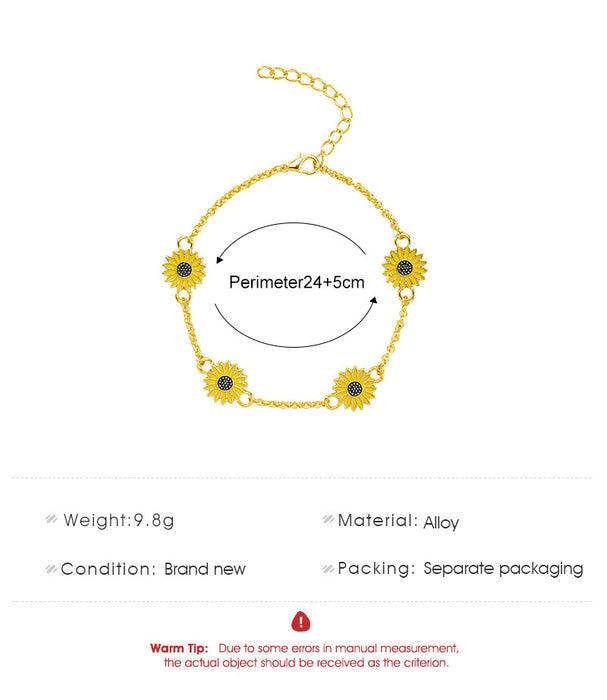 Jewelry WholesaleWholesale Alloy Sunflower Daisy Anklet JDC-AS-D016 Anklet 晴雯 %variant_option1% %variant_option2% %variant_option3%  Factory Price JoyasDeChina Joyas De China